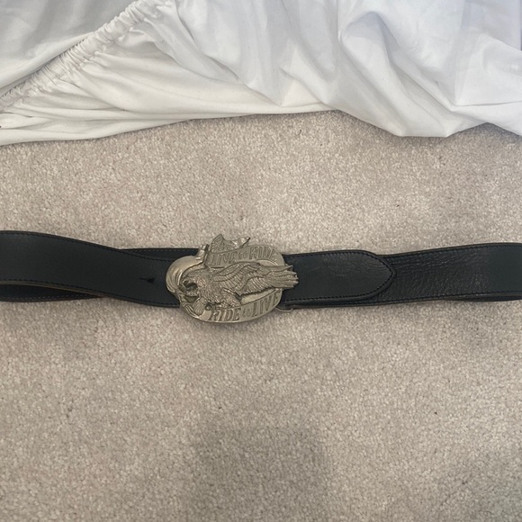 no brand Other - Harley Motto Eagle Buckle Hand Tooled Leather Belt vintage